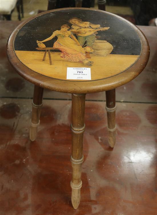 A Sorrento marquetry small table, W.28cm